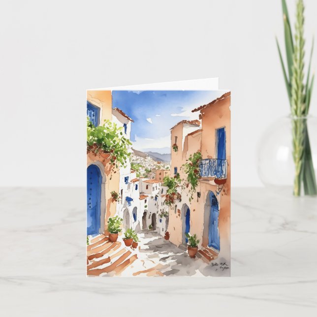Carte Aquarelle de Mykonos Grèce (Devant)