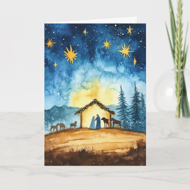 Carte Aquarelle de Noël Calme (Devant)
