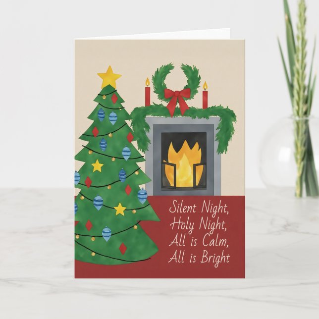 Carte Aquarelle de Noël Silencieuse (Devant)