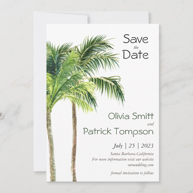 Carte Aquarelle de palmier Jungle tropicale (Devant)