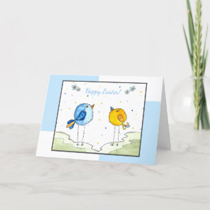 Carte Aquarelle de Pâques 2 Oiseaux lunaires