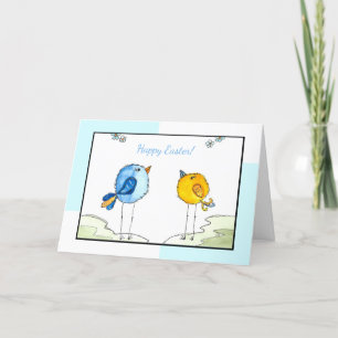 Carte Aquarelle de Pâques Oiseaux lunaires