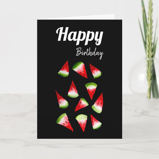 Carte Aquarelle de pastèque fruit mignon (Devant)