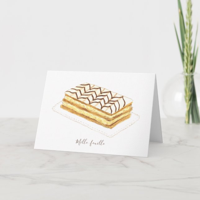 Carte Aquarelle de pâte à feuille de mille (Devant)