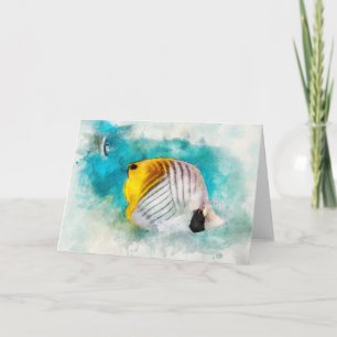 Carte Aquarelle de poisson tropical hawaïen - Papillons