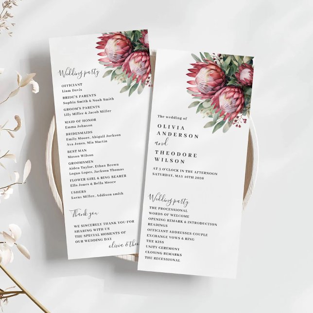 Carte Aquarelle de Protea autochtone Boho floral Botaniq (Créateur téléchargé)