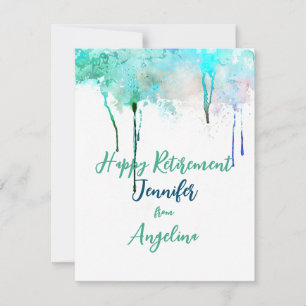 Carte Aquarelle de retraite joyeuse Bleu simple Vert
