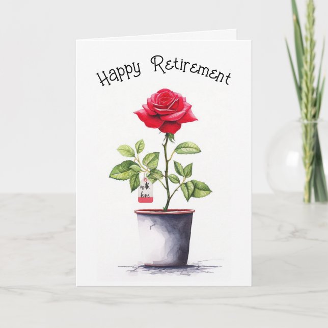 Carte Aquarelle de retraite Rose rouge Bush (Devant)