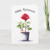 Aquarelle de retraite Rose rouge Bush