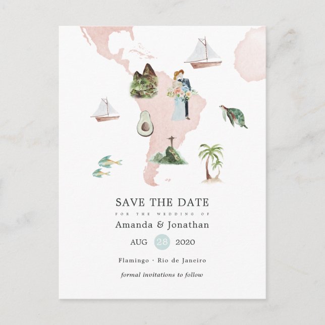 Carte aquarelle de Rio Destination Wedding (Devant)