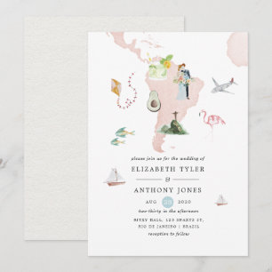 Carte aquarelle de Rio pour mariage de destination