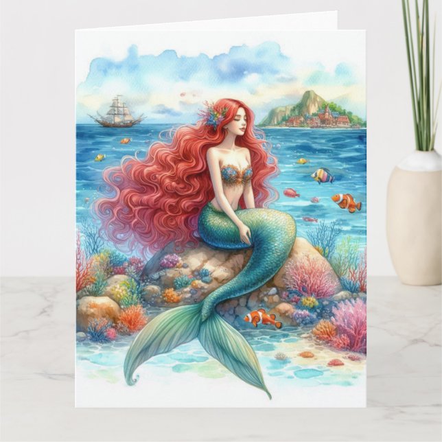 Carte Aquarelle de sirène (Devant)