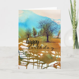 Carte Aquarelle d'encre Abstraite peinte