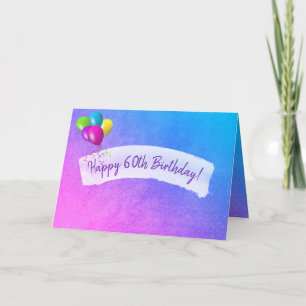 Carte aquarelle design pour 60e anniversaire