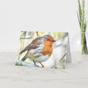 Carte Aquarelle d'hiver Robin de Noël