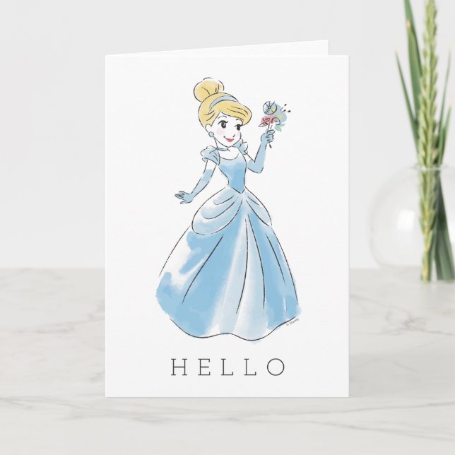 Carte Aquarelle Disney Cinderella | Ajouter votre texte (Devant)