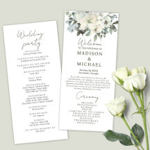 Aquarelle d'ivoire Floral Sage Green Wedding Progr