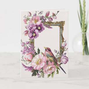 Carte Aquarelle d'oiseau rose
