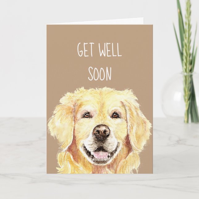 Carte Aquarelle d'or Rtriever Chien (Devant)