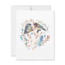 Aquarelle Douce Couple Bluebird Avec Floral