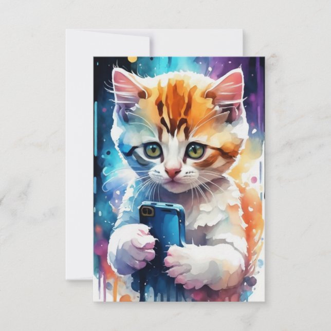 Carte Aquarelle Dreamy Super Cute Kitten (Devant)