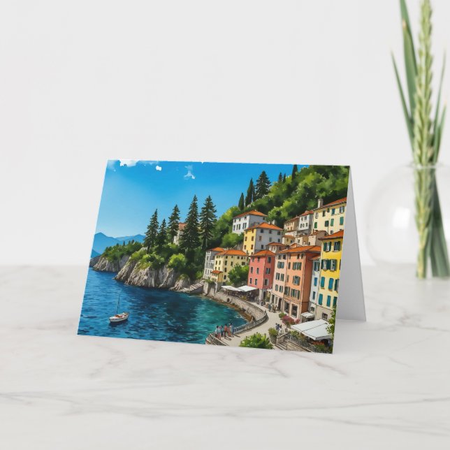 Carte Aquarelle du lac de Côme Italie (Devant)