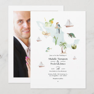 Carte aquarelle du Mexique mariage de destination 