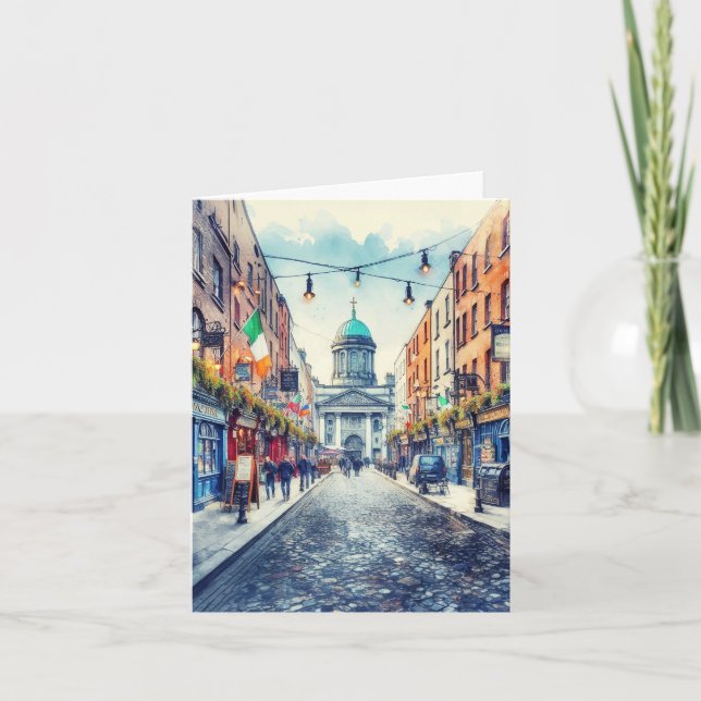 Carte Aquarelle Dublin Irlande (Devant)