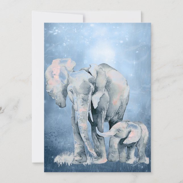 Carte Aquarelle Éléphant Faune Nature Art animal (Devant)
