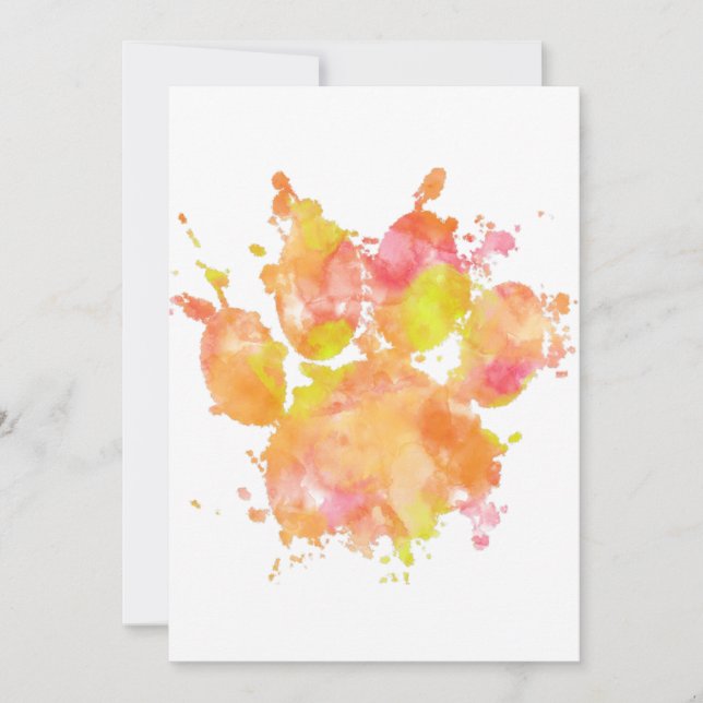 Carte Aquarelle Empreinte de patte de chien (Devant)