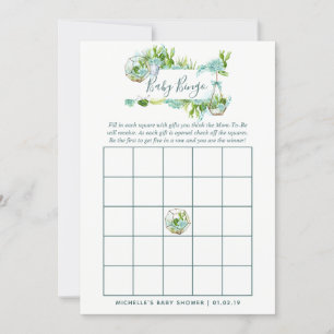 Carte Aquarelle en verre Terrarium Succulents Bingo