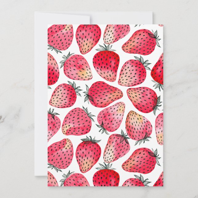 Carte Aquarelle et encre de fraises (Devant)