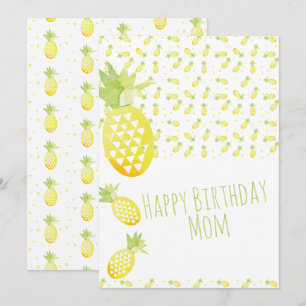 Carte Aquarelle été ananas Mix Motif Anniversaire