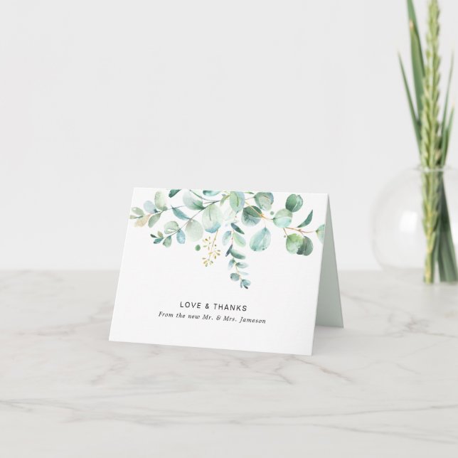 Carte Aquarelle Eucalyptus Merci vert (Devant)