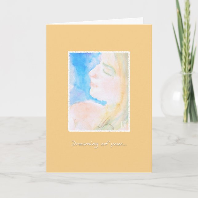 Carte Aquarelle femme mère à enfant (Devant)