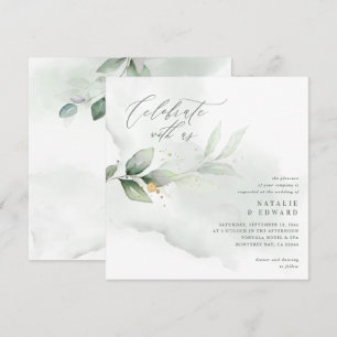 Carte Aquarelle feuillage et mariage d'or métallique