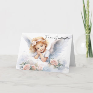 Carte Aquarelle fille ange pour l'anniversaire de la pet