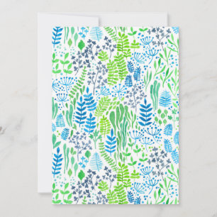 Carte Aquarelle fleurie doodles blanc