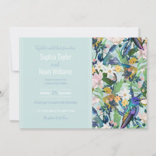 Carte Aquarelle Fleurs de printemps Oiseaux Motifs