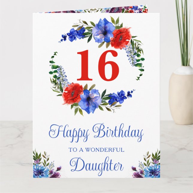 Carte Aquarelle Fleurs d'été brillantes Anniversaire (Devant)