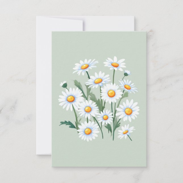 Carte Aquarelle Fleurs marguerites (Devant)