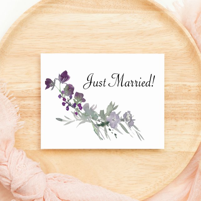 Carte Aquarelle Fleurs sauvages Lavande Juste Marié (Créateur téléchargé)