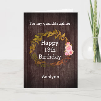 Carte Aquarelle Floral Anniversaire des 13 ans Petite-fi