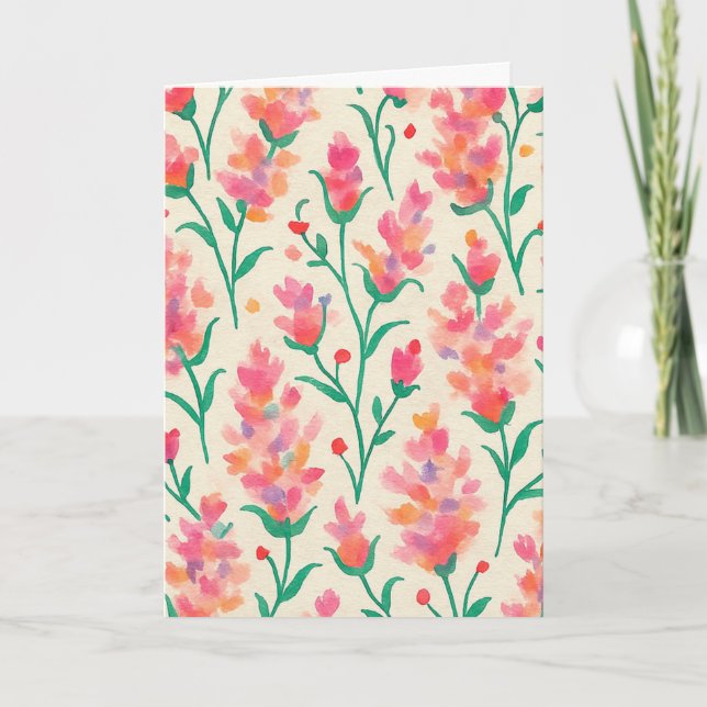 Carte Aquarelle Floral Blank Grey (Devant)