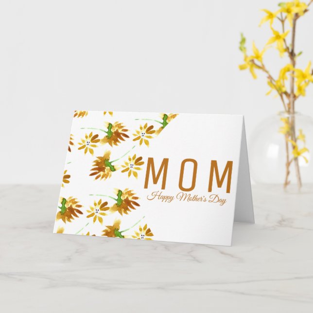 Carte Aquarelle Floral Fête des Mères Script (Fleur jaune)