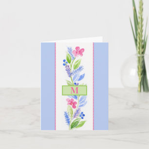 Carte Aquarelle Floral Pastels INITIALE DU NOM