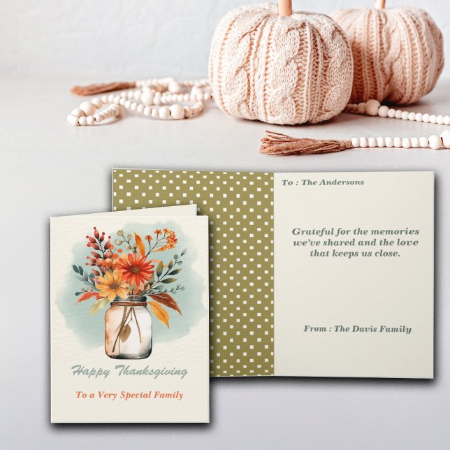 Carte Aquarelle Floral Thanksgiving Salutation enseignan (Créateur téléchargé)