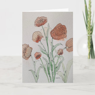 Carte aquarelle florale corail abstrait