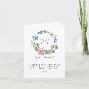 Carte Aquarelle florale et papillon   Fête des mères