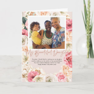 Carte Aquarelle Florale   Fille Fête des Mères Photo Ca